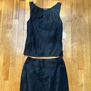 PRADA Black Stitched Top and Skirt Set
